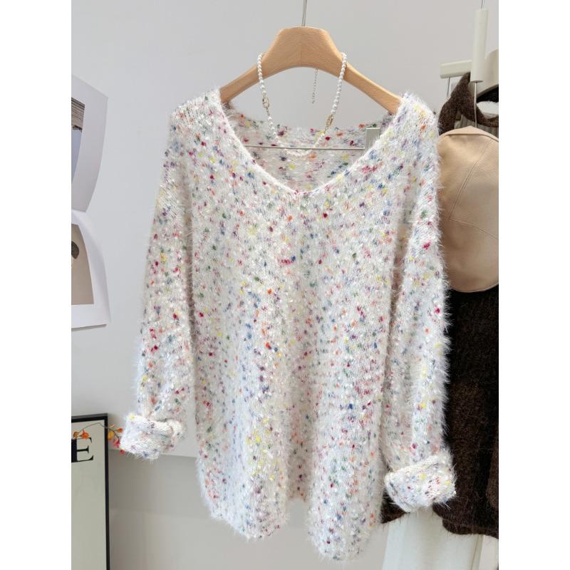 Women's Gentle, Colorful, Lazy Sweaters, Autumn and Winter, High-end Wear, Loose and Soft Knitted Tops