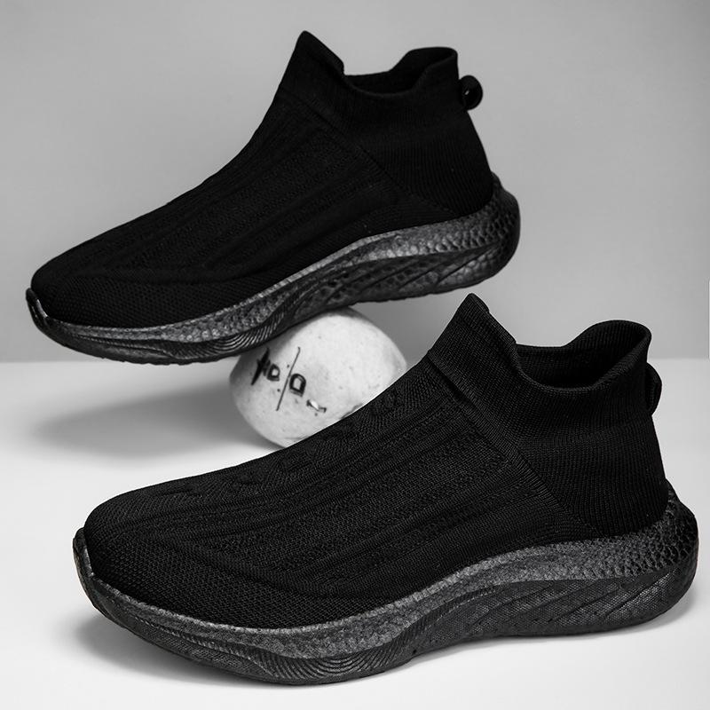 New casual sports shoes men's shoes light running shoes soft-soled lazy shoes couple flying knitting one-pedal women's shoes