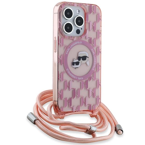 Karl Lagerfeld Klhmp15Lhckcklcp Iphone 15 Pro 6.1 Różowy/Pink Hardcase Iml Crossbody Monogram Karl & Choupette Head Magsafe