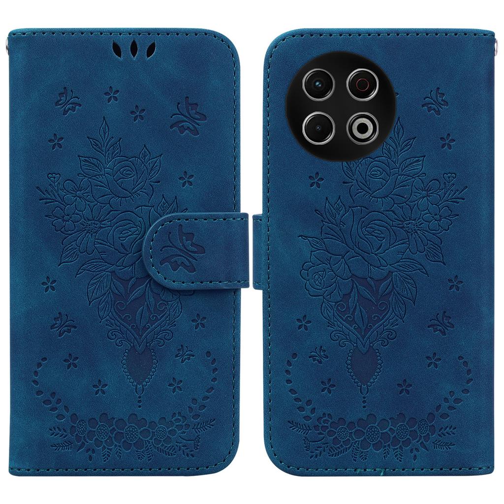 For TECNO Spark 30 Pro 4G Case Butterfly Flower Imprint PU Leather Wallet Phone Cover with Strap