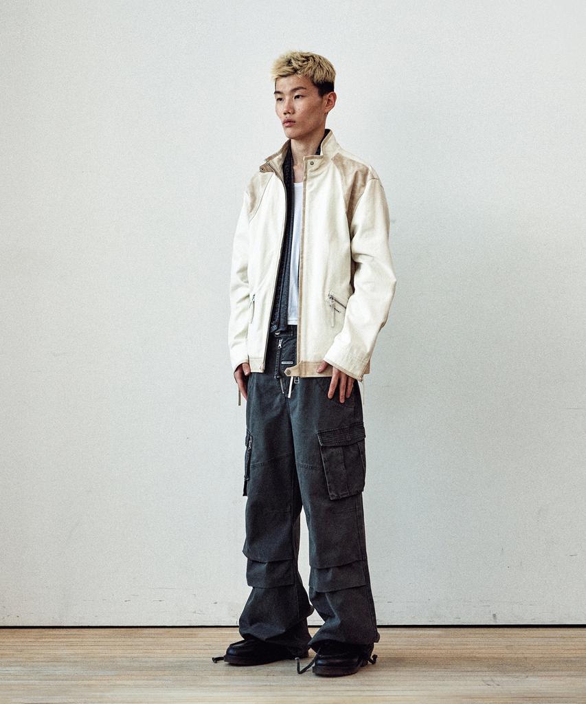 THEVINYLHOUSE Washed Military Cargo Pants Charcoal