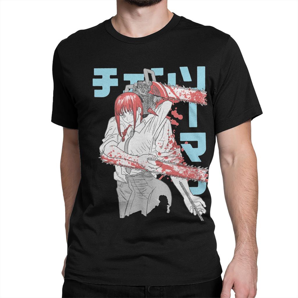 Men Women T-Shirts Chainsaw Man Warrior Humorous Cotton Tees Short Sleeve Denji Devil Makima Anime T Shirt Round Neck Tops Party