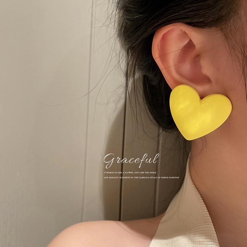 Semplici Orecchini a Forma di Cuore Color Caramella Moda e Carini Orecchini Geometrici a Forma di Cuore in Acrilico Verniciato a Spruzzo Orecchini da Ragazza