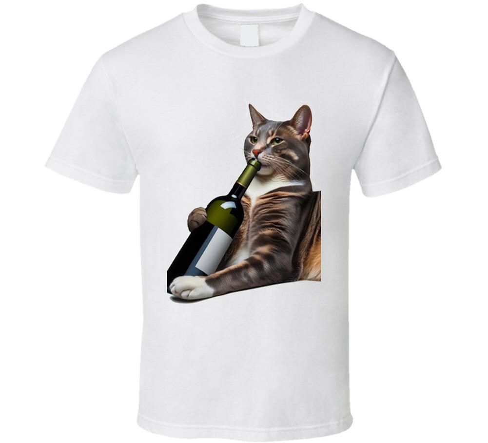Whisker Wines: Hilarious Cat Drinking Wine T-Shirt Novelty Funny New Gift TShirt XXL