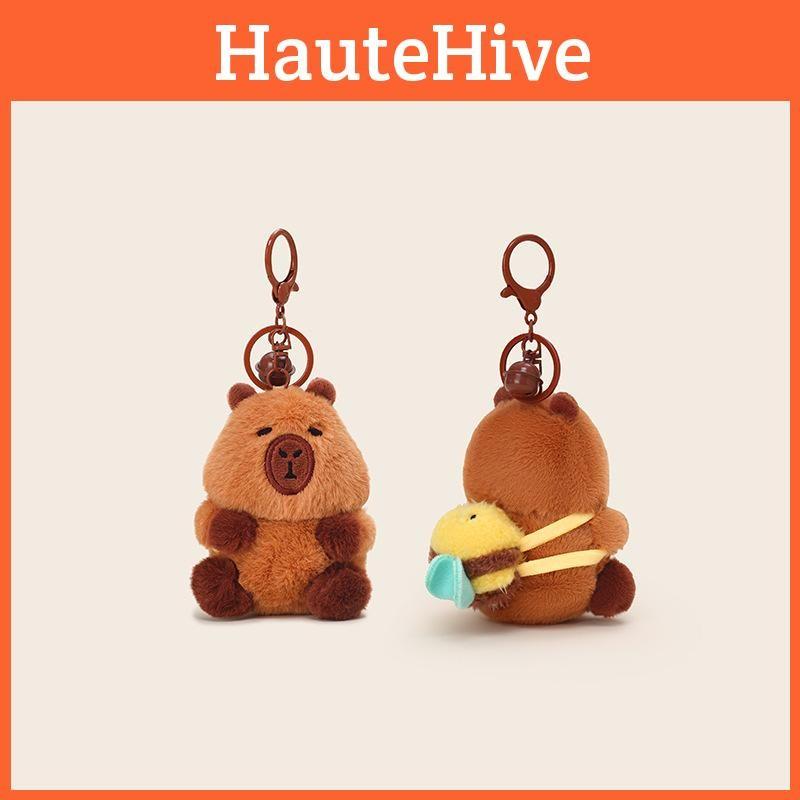 Bee Capybara Backpack Bees Spit Bubbles Plush Keychain For Kids And Bag Decor