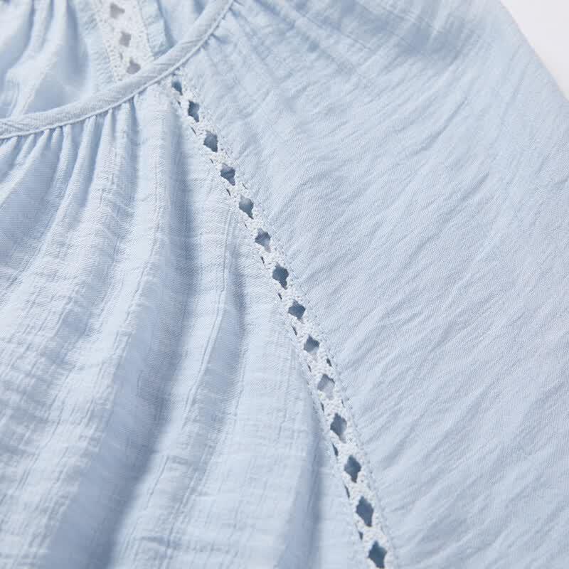 Women's French Textured Babydoll Blouse