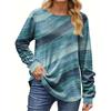 Long Sleeve Print Pullover Top Blouse Casual Round Neck Women Fashion