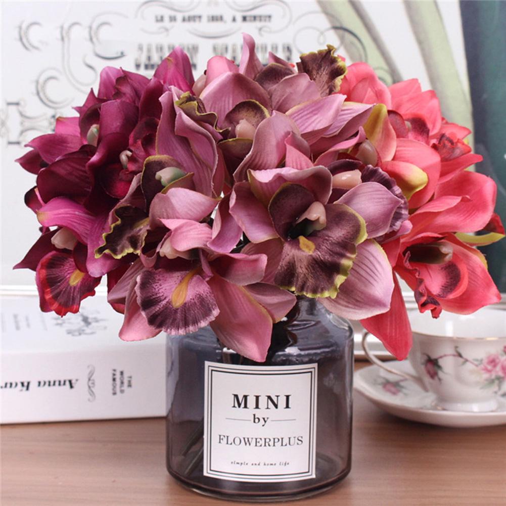 7-huvud Konstgjord Blomma Orkidé Hem Hotell Bröllop Brud Konstgjord Blomma