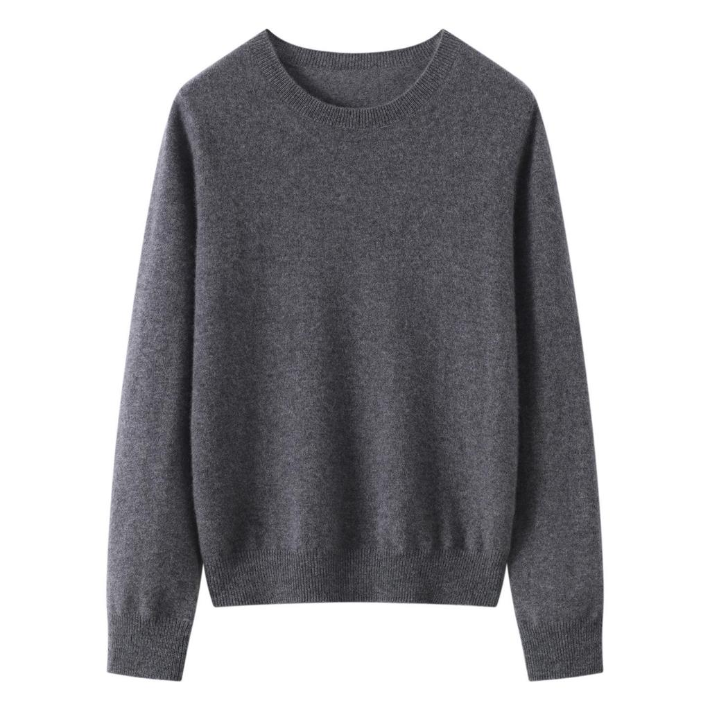 Lekasha Women's 100% Pure Cashmere 12-Gauge Knitted Round Neck Sweater