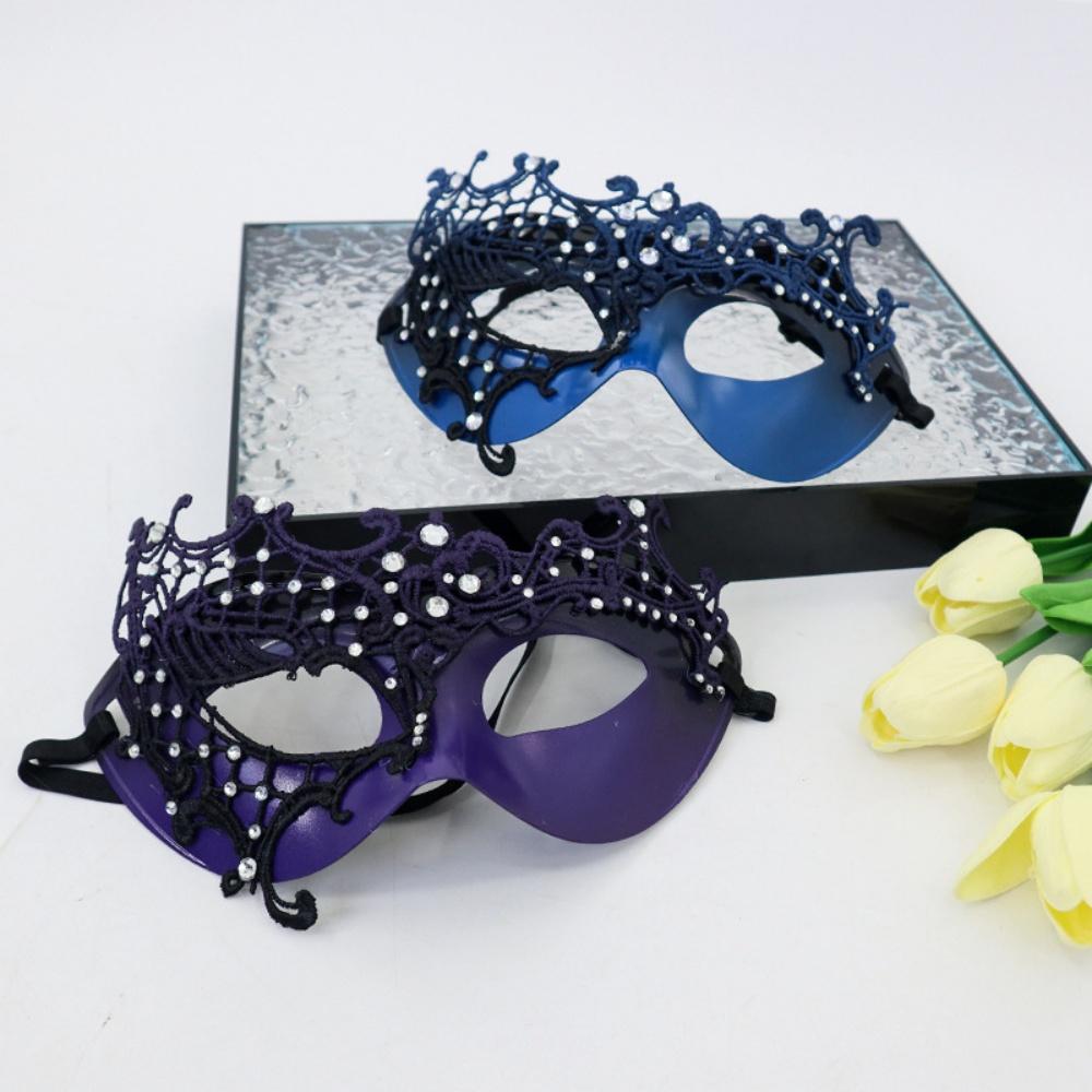 Half-Face Mask Lightweight Lace Mask Rhinestone Mask Elegant For Halloween Masquerade Prom