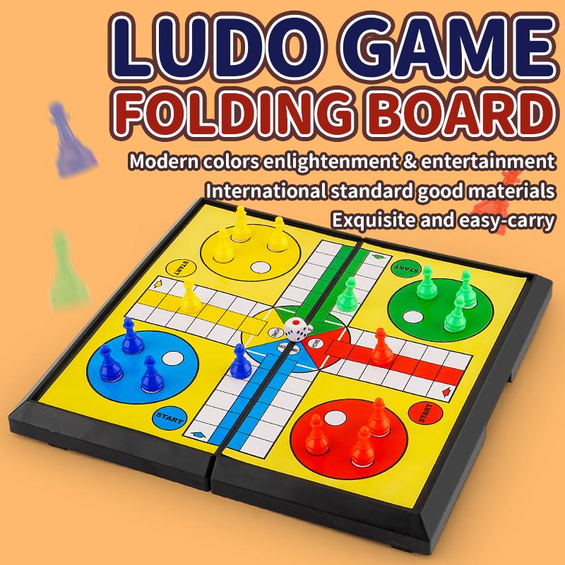 Gioco da Tavolo Ludo Internazionale per Bambini: Scacchiera Pieghevole Portatile, Giocattolo Educativo, Gioco da Tavolo per Feste per Studenti delle Elementari