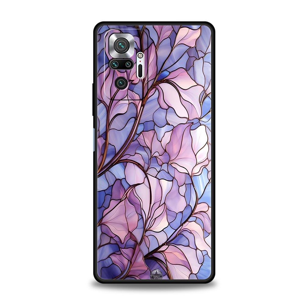 Fashion Flower Pattern Phone Case For Xiaomi Redmi Note 14 13 5G 10 11 12 Pro Plus 4G 14C 13C 12C 10C Black Cover