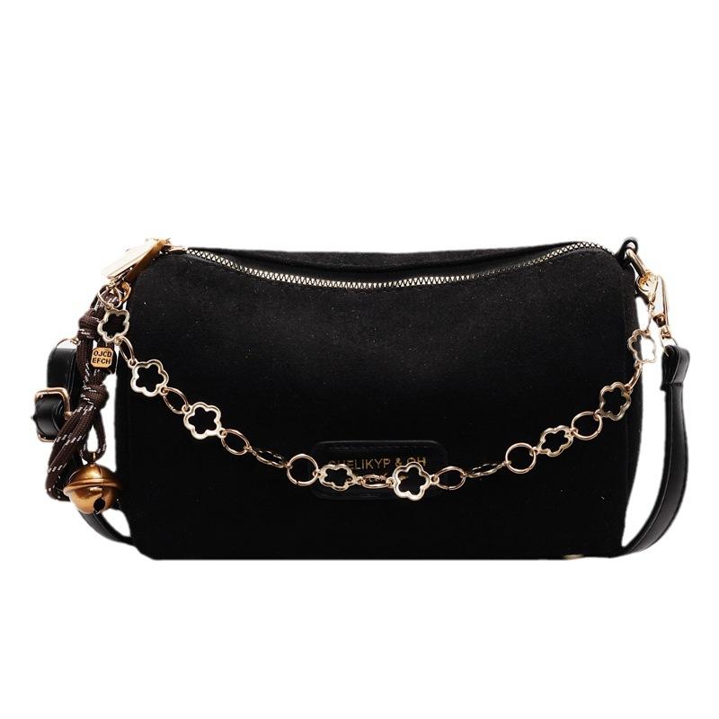 Textured Small Bag Women's 2025 Winter New Fashion Soft Leather Pillow Bag Ins Contrasting Color Splicing Shoulder Messenger Bag