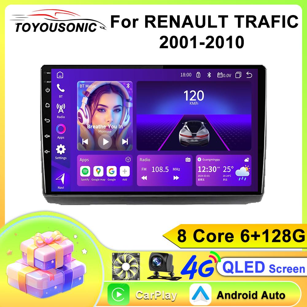 Toyousonic Car Video Player for RENAULT TRAFIC 2001-2010 GPS Navigation Built-in Dsp Carplay Autoradio Android Head Unit