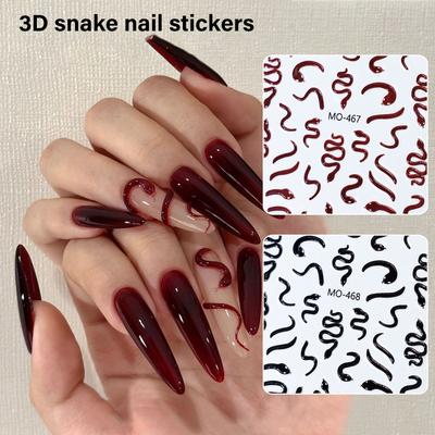 Self-Adhesive Nail Sticker Snake Nails Art Stickers Black Snake Nails Decals Snake Stickers Manicure Accessories