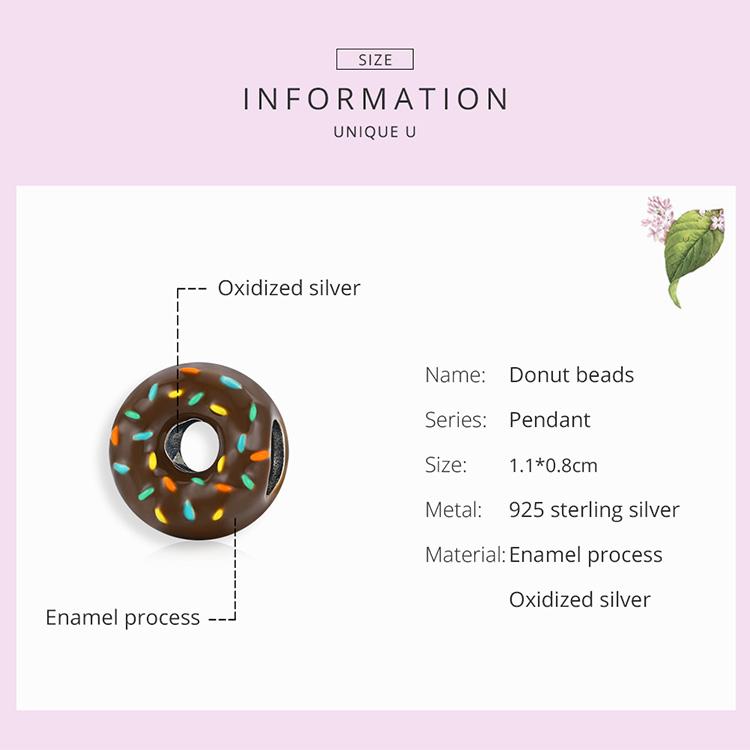 WOSTU Čokoládový donutový korálek 925 Sterling Silver Delicious Dessert Character Charm pro originální náramek