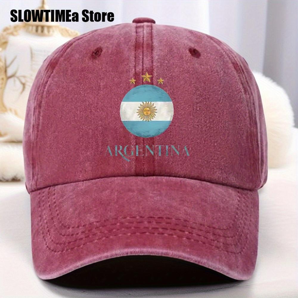 1pc Argentina National Team Baseball Cap  Breathable Washed Dad Hat with Curved Brim Adjustable Fit One Size