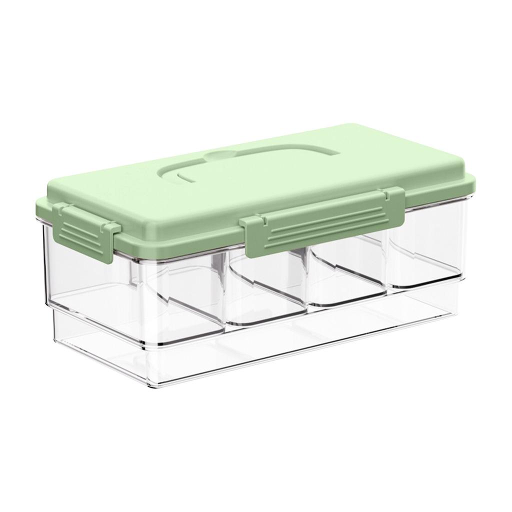 Portable Snack Box Container With Ice Pack, 4 Large Compartment Refrigerated Travel Tray With Lid For Outdoor Parties, Picnics