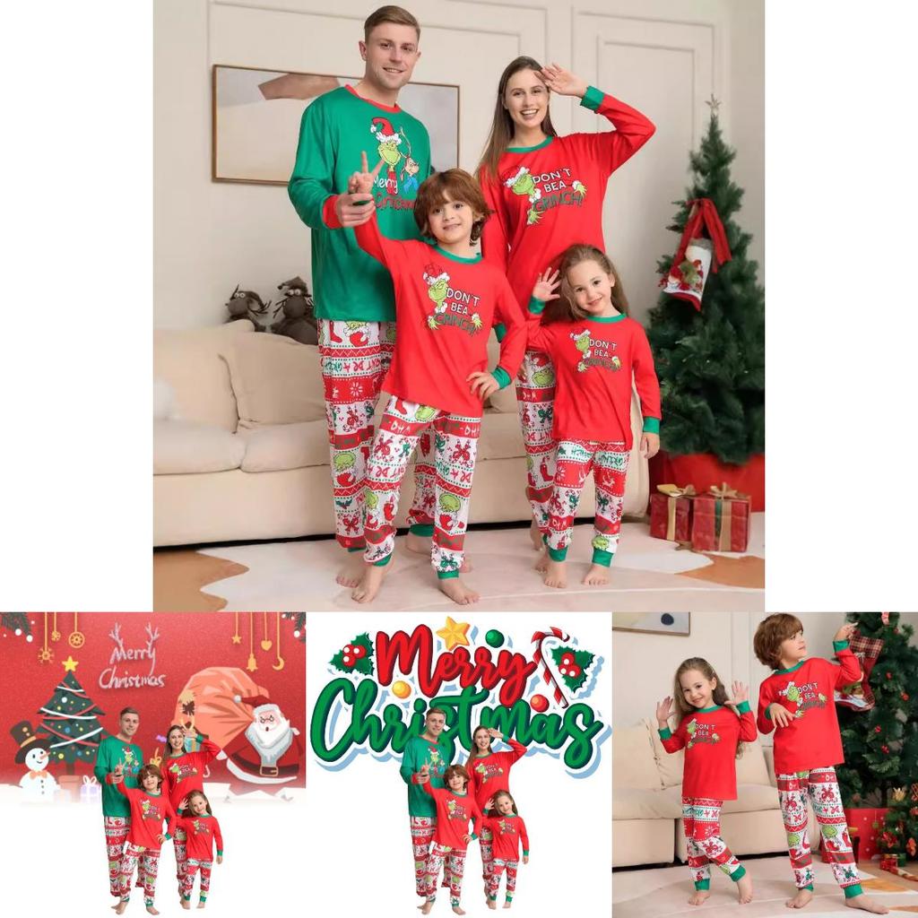 Cozy And Stylish New Monster Print Pajama Set Family Matching Outfits For Christmas