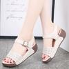 Women Beige Wedge Chunky Sandals Casual Brown Height Increase Platform Sandals for Mother Over Sized