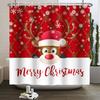1/3/4pcs Navidad Merry Christmas 3D Printing Shower Curtain Polyester Waterproof Green Festival Accessories For Bathroom Decor