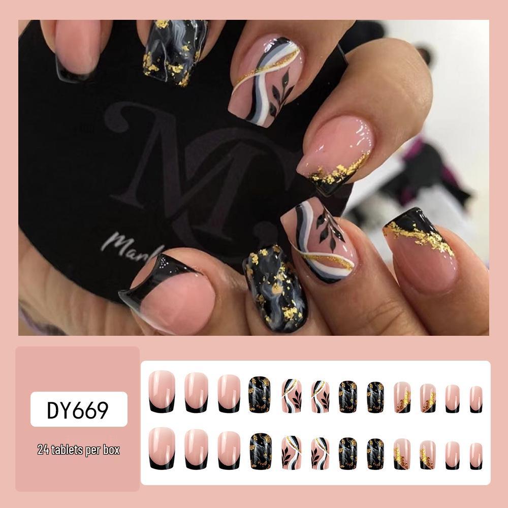 Spring & Summer Short Style White Nail Tip Stickers - Finished Product
