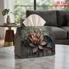 2D Flat 1pc, Tissue Box. Metal for Lotus Pattern Napkin Dispenser, Reusable, Daily Desktop Tissue Storage Box, Suitable for Kitchen, Living Room, Bedr