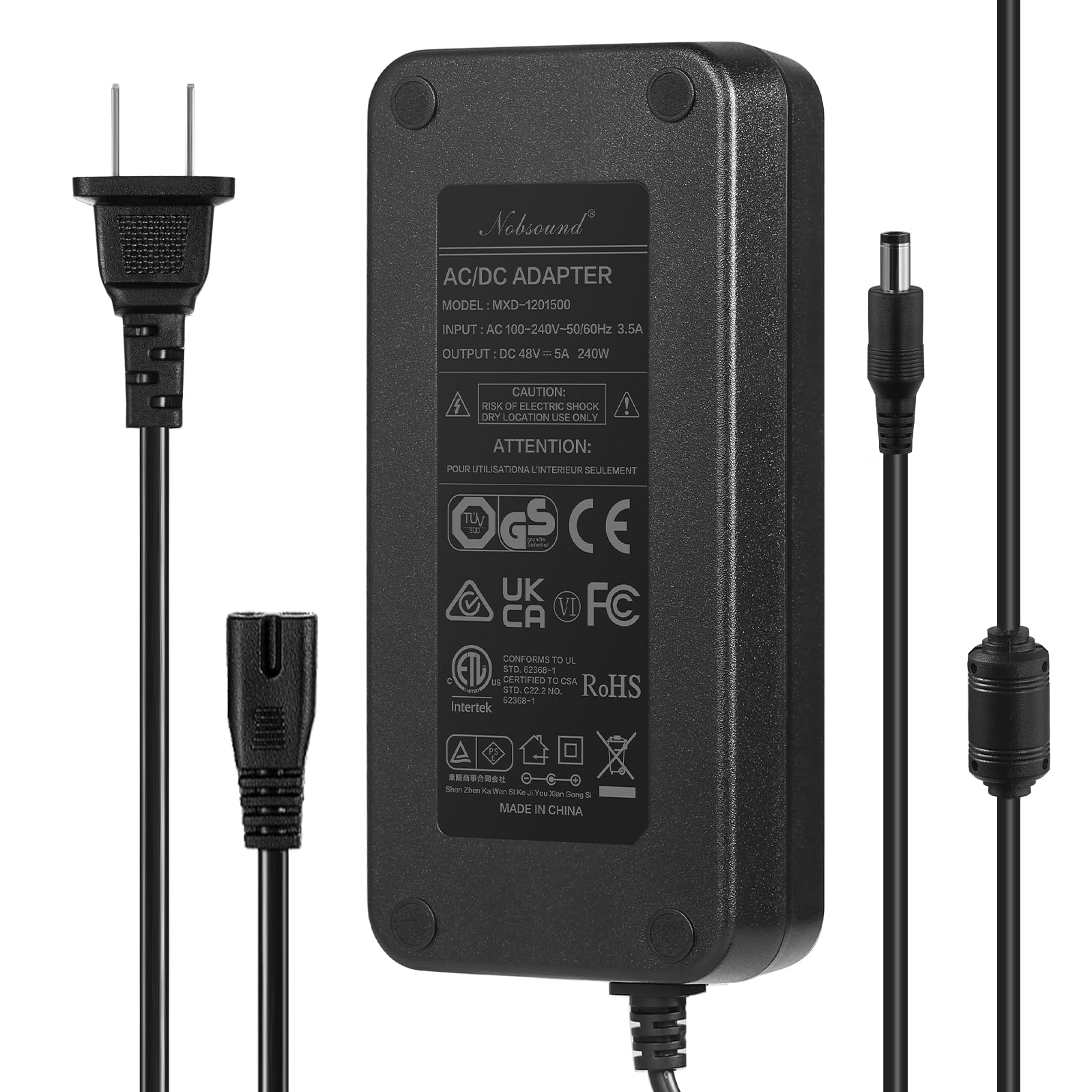 

Nobsound 240W 48V/5A DC Power Adapter, AC Adapter, 100-240V, Wide Range Power Adapter for Hi-Fi Sound and Power Amplifiers