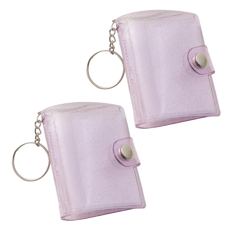 Waterproof PVC 2Inch Photo Album Holder with Keychain 20Photos Pocket Tear Resistant Construction for Protecting Memory