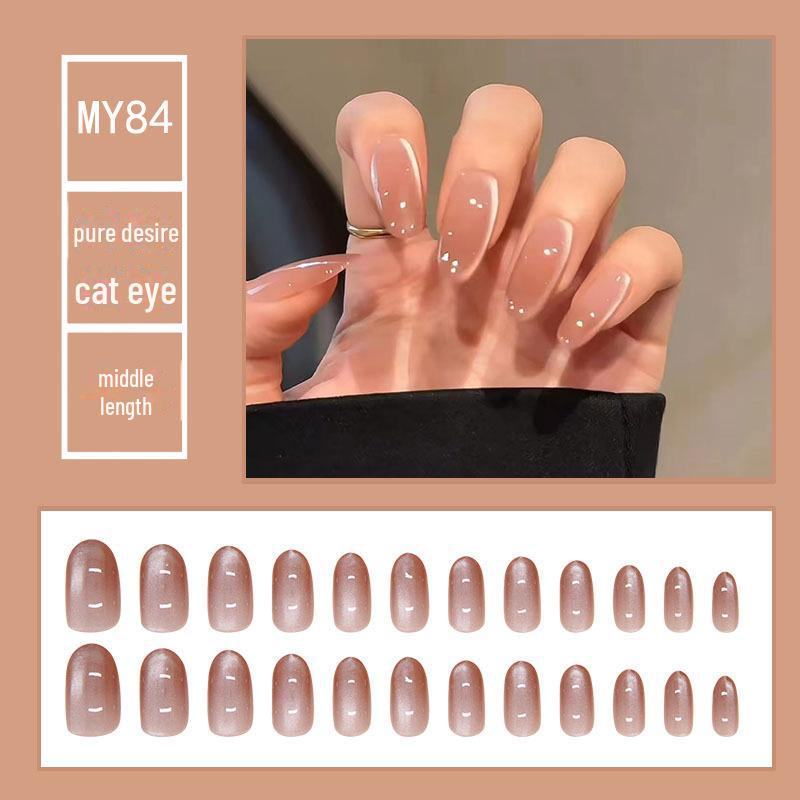 

Chasing Light Cat s Eye Crystal Nails: Знімний дизайн ручної роботи з діамантами для модного та стильного образу.