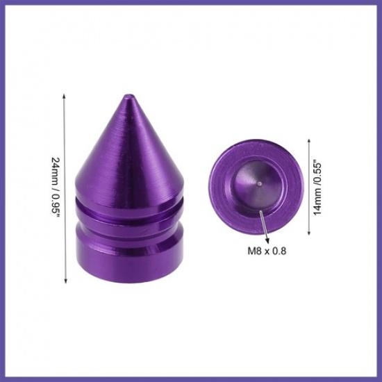 6pcs Purple Tire Stem Valve Caps Covers Spike Style Universal for Car Bike