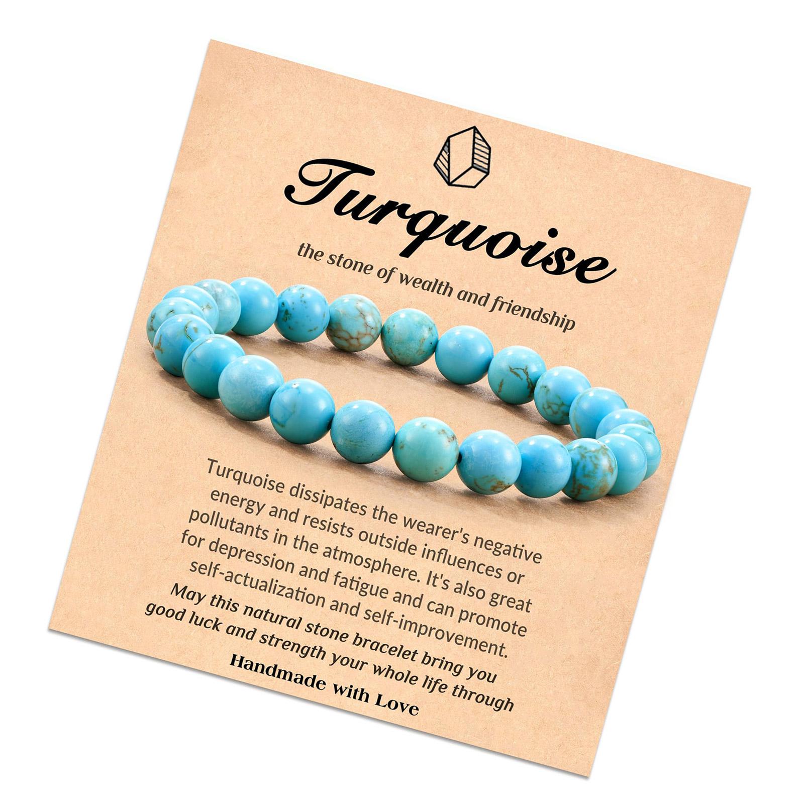 

Эластичный браслет с карточкой Натуральный камень Ювелирные изделия для снятия тревоги для мужчин и женщин Регулируемый размер Бусины Цепочка на запястье 1