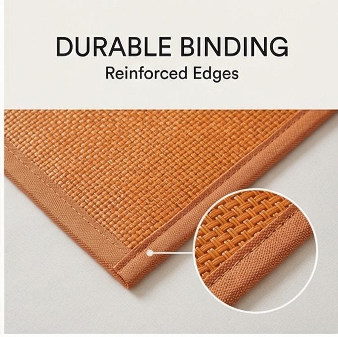 Double-Sided Natural Rattan Ice Silk Cooling Mat, Foldable Fitted/Flat Sheet, 2025 New Summer Air-Conditioned Mat for Home & Dorm