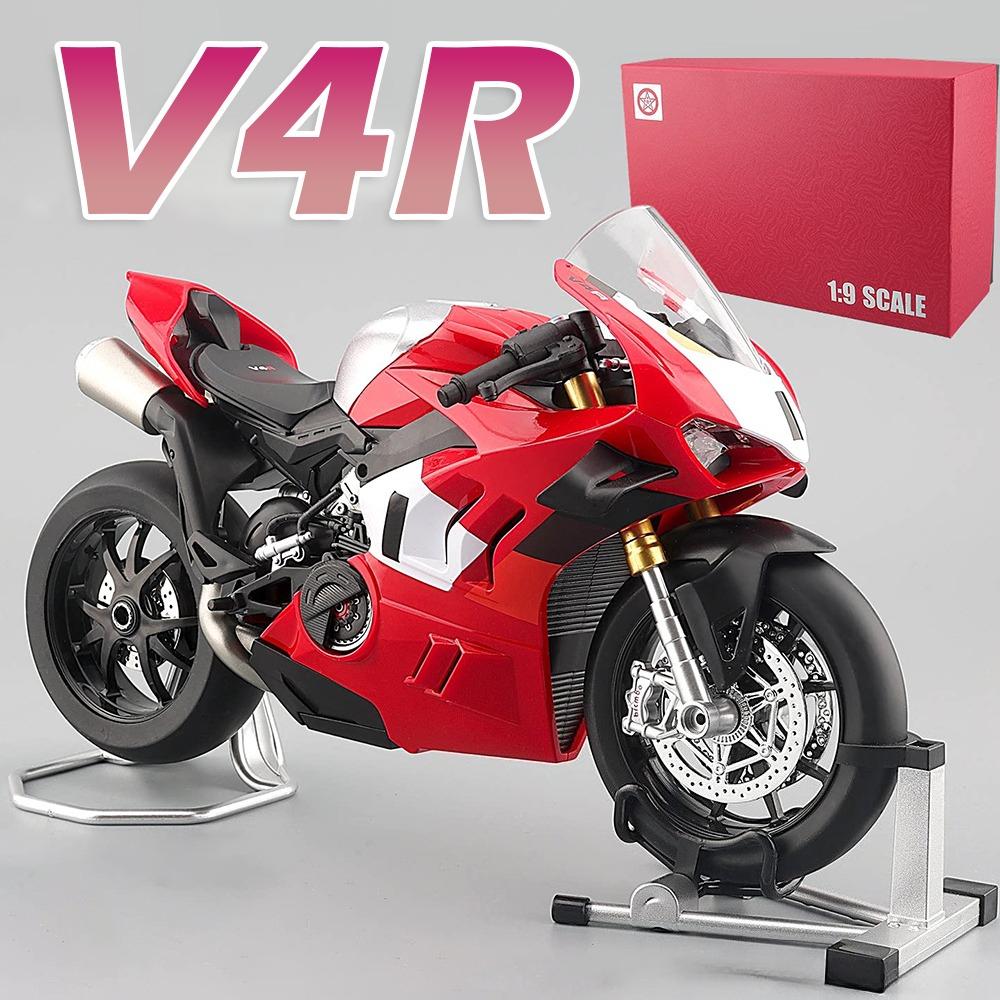 1:9 Scale V4R 1299 Motorcycles Toy Models Cars Alloy Diecast Rubber Tires Motorcycle Shock Absorption Motorbike Interactive Toys