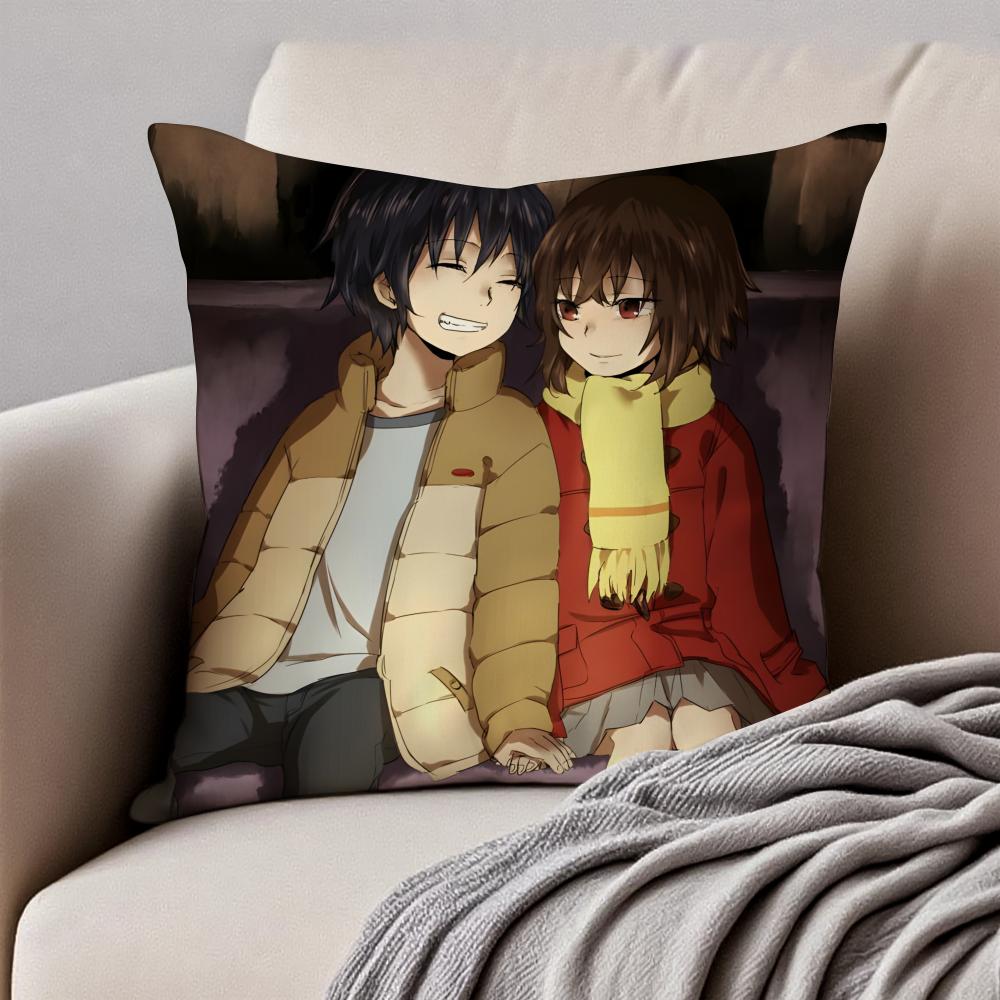 Romantic Mystery Japanese Anime EErased Cushion Cover Pillowcase Antidustmite Invisible Zipper Short Plush Sofa Cushion