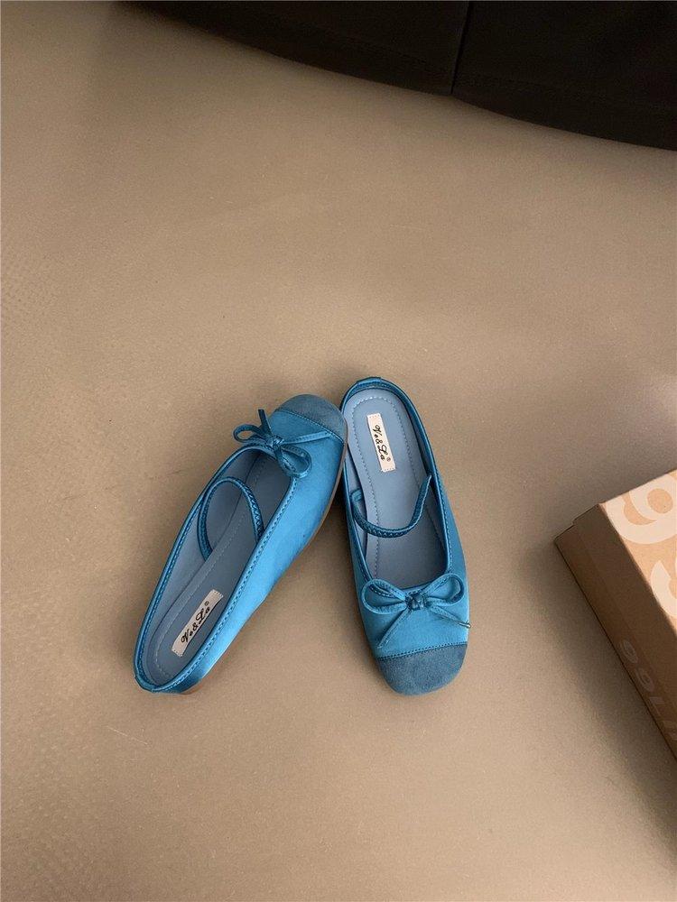 

Evening women s shoes gentle flat French Mary Jane half slippers new Chinese single shoes spring and summer soft-soled blue ballet shoes 35 синий