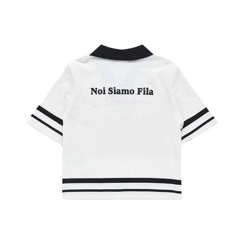 Fila Fusion Color Block Striped Sports Casual Slim Fit Polo Shirt Women Tops Cloud-White T11W326104FWT