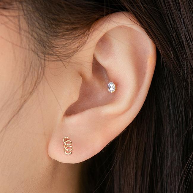 Lunne 14K Twist Line Piercing (14K Gold) (Bar Thickness 1Mm) #Pib04