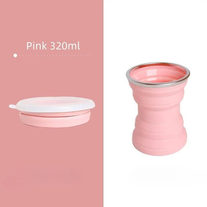 Portable Silicone Foldable Cup Lanyard Heat With Cups Lid Collapsible Resistant Folding Storage Travel Mug For Hot Water