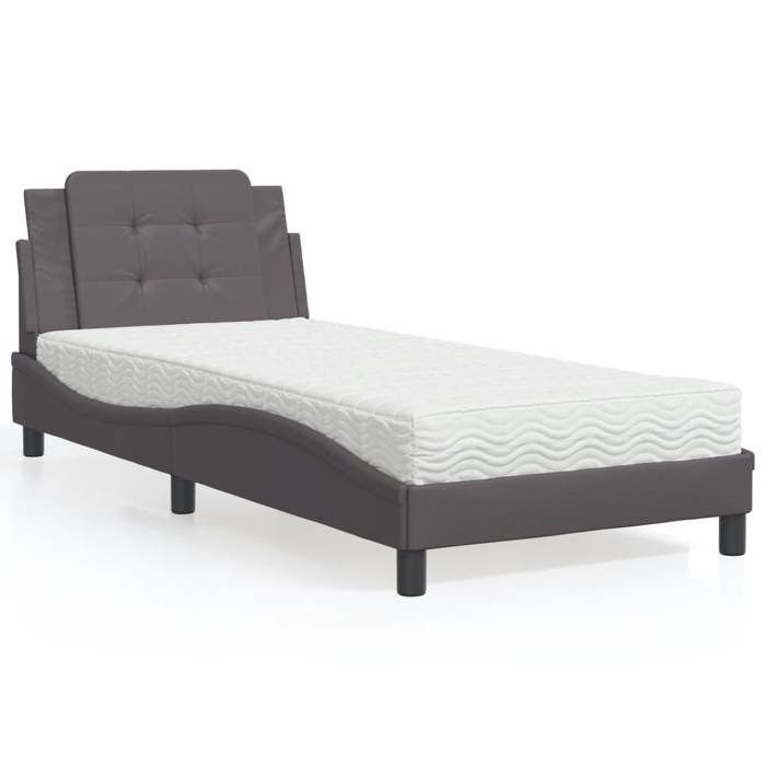 VidaXL Bed with Mattress, Upholstered Bed with Headboard Cushion, Single Bed, Adult Bed, Bedroom Furniture 3208827