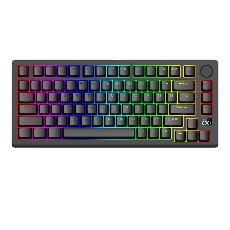 Hot Sale Gaming Mechanical Keyboard 75% Layout RGB Keyboard 2.4g/Wireless/wired Mechanical with Display PBT Keycaps