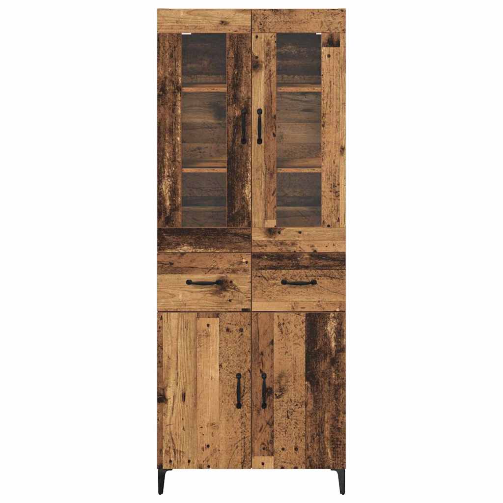Wall Mounted Highboard Reclaimed Wood Look 69.5 x 34 x 180 cm Particleboard