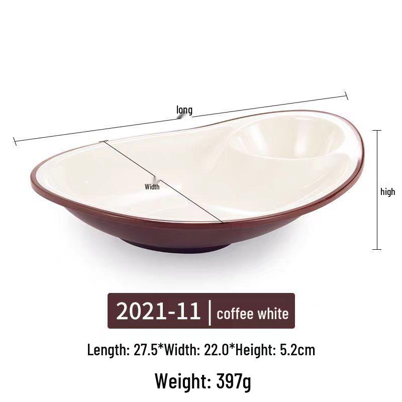 Melamine Divided Plate with Vinegar Dish for Dumplings, Shrimp, Cold Dishes, Snacks.