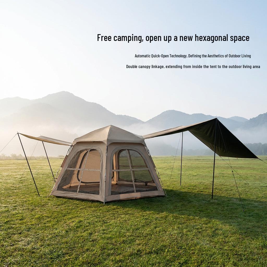 Quick Deploy Multi-Person Automatic Camping Tarp Tent 6-Person темные хаки