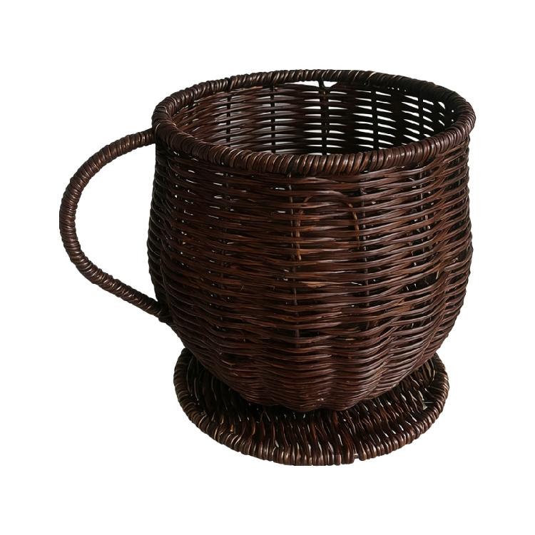 

Coffee Accessories Organizer With Weave Pattern Coffee Pod Holder Basket For Kitchen Countertop And Offices Desk темно-коричневого кольору