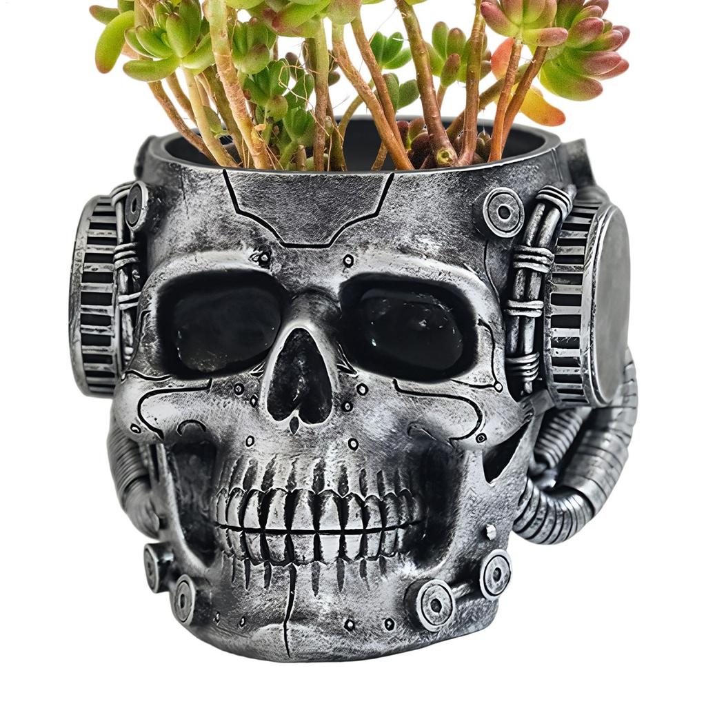 Skeleton flower pot desktop decoration gift Skull Planter Spooky Gothic Display Pen Holder 