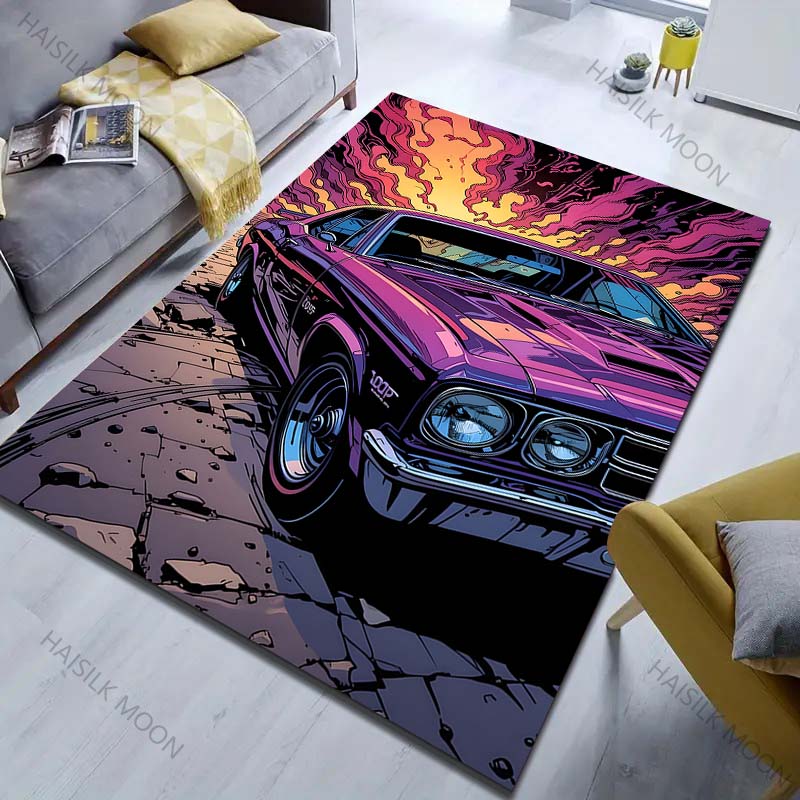 1 alfombra con diseño de coche de carreras genial para dormitorio, sala de estar, mesita de noche, sofá, alfombrilla de suelo, decoración moderna del hogar, alfombra de área, tamaño grande