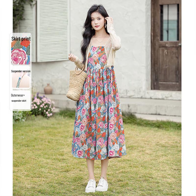 

Women s Fashion Two-Piece Outerwear & Slip Dress Set L