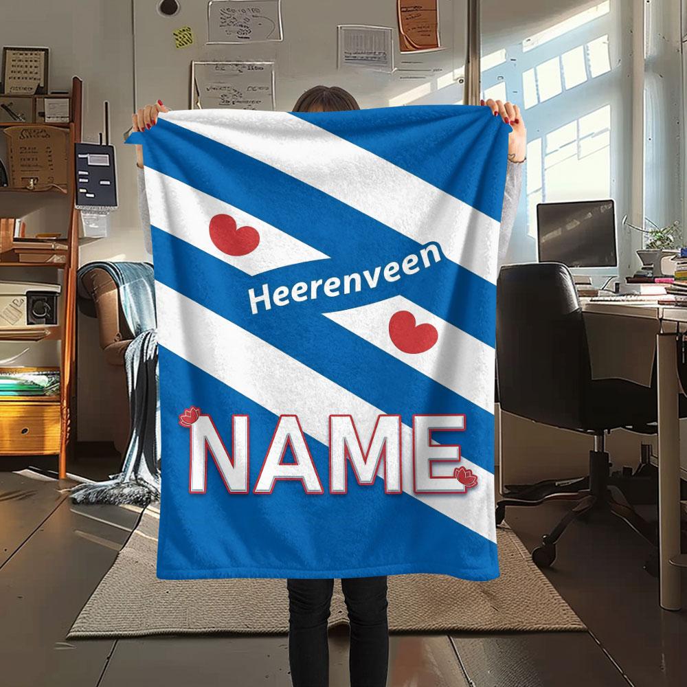 Custom Name,SC Heerenveen Printed Flannel Blanket, soft throw for bedroom sofa, washable, Christmas present, great gift.
