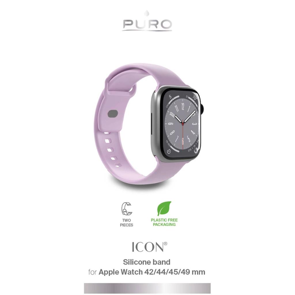 Pasek Silikonowy Puro Icon Do Apple Watch 42 / 44 / 45 / 49 Mm - Lawendowy (2 Szt.)